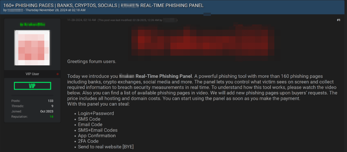 Imagem 10. Anúncio oferecendo serviços de painel de phishing
